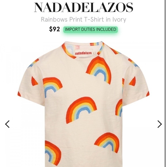NADADELAZOS Rainbows Print short sleeve kids T-Shirt in Ivory 4 years tee - Picture 1 of 9